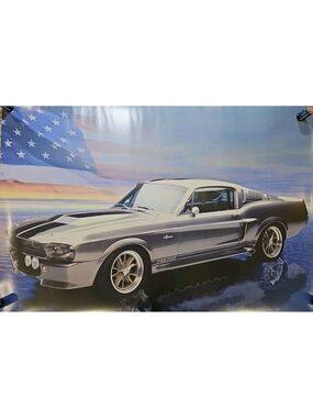 Ford Mustang GT 500 American Flag Poster 24x36 Fully Laminated No Pin Holes